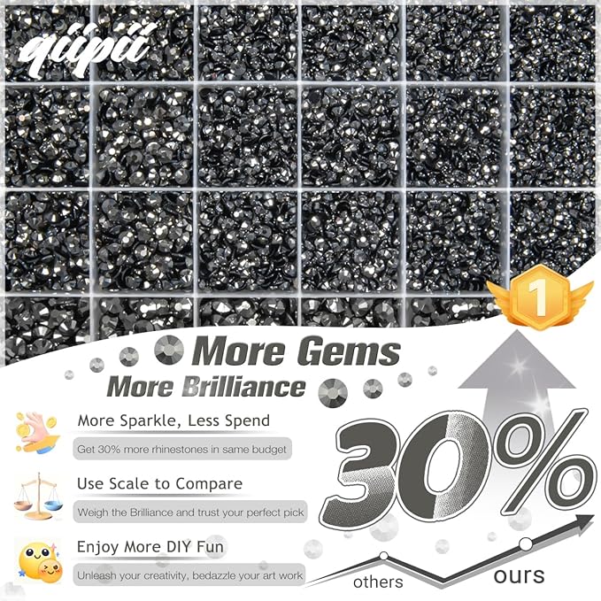 Metallic Gray Resin Rhinestones w B7000 Glue for Bedazzling Crafting 2mm-6mm Flatback Gems Stones Steel Grey Diamonds Bedazzler Kit for Nails Face Eyes Makeup Tumblers Bottles DIY Crafts Shoes