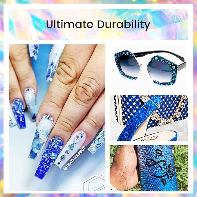 Flatback Rhinestones for Crafts Glass Nail Gems Crystals Non-Hotfix Rhinestones for Makeup Bags Shoes Decoration DIY(SS30,288pcs,Capri Blue)