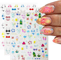 3 Sheets Swimsuit Series Nail Stickers Embossed Nail Art Stickers Summer Nail Decals with Swimming Ring Ice Cream Designs Cute Nail Art Sticker DIY Self-Adhesive Supplies for Women Girls