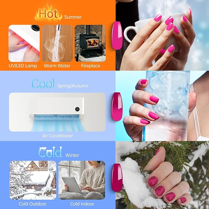 YTD Likomey Color Changing Gel Nail Polish,15ml Hot Pink To Berry Red Mood Temperature Change Colors Ombre Thermal Salon Home Fall Winter Manicure UV Nail Varnish,WB211