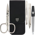 3 Swords Germany - brand quality 3 piece manicure pedicure grooming kit set for professional finger & toe nail care scissors tool genuine leather case in gift box, Made in Solingen Germany (77105)