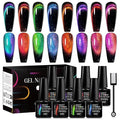 MEET ACROSS Magnetic Cat Eye Gel Nail Polish - Long-Lasting, High-Shine, 12D Holographic Glitter Effect, Soak-Off, Easy to Apply and Remove, 8 Vibrant Colors Optional for Nail Art Manicure