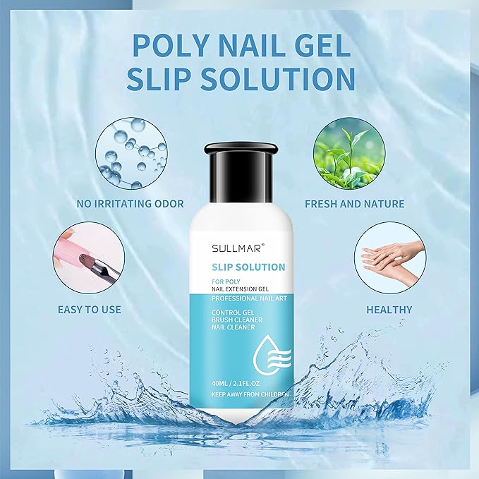 Slip Solution Liquid Poly Nail Gel Slip Solution for Poly Nail Gel Nails Slip Solution 1.35FL.OZ