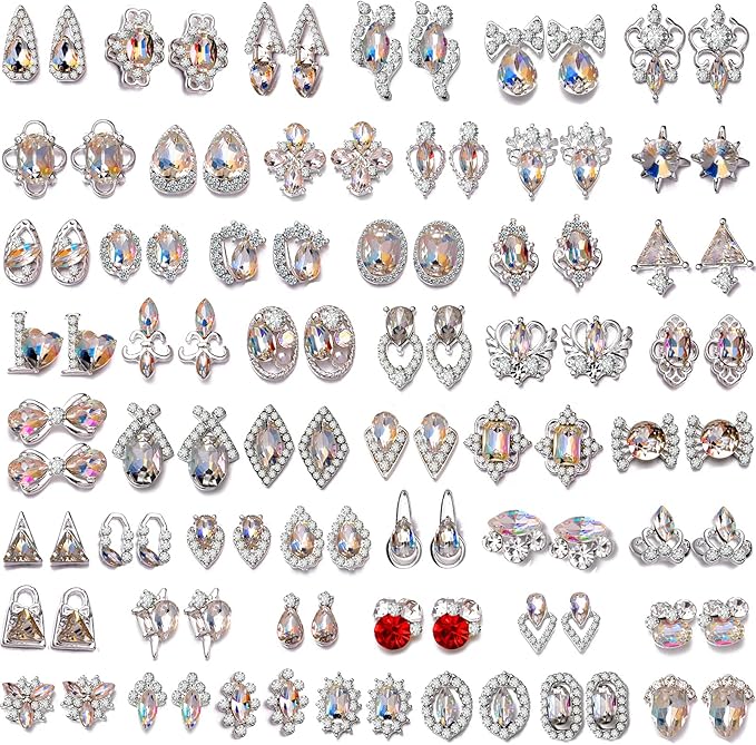 1 Pack of 50 pcs Fusiform Gold Nail Charms Nail Art Kit 3D Nail Charms Nail Gems Nail Rhinestones for Nails Set