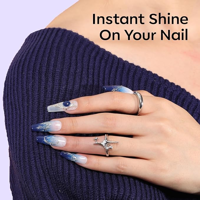 modelones Blue Gel Nail Polish, Navy Blue Deep Color Soak Off LED UV Lamp DIY Decoration Manicure Art Design Salon at Home15ML