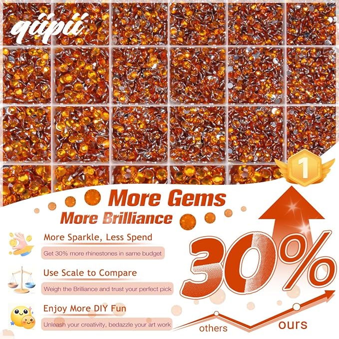 Orange Red Crystal Resin Rhinestones w B7000 Glue for Bedazzling Crafting 2mm-6mm Flatback Stones Diamonds Crystals Gems Bedazzler Kit for Nails Face Eyes Makeup Tumblers Bottles DIY Crafts