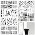 7pc Nail Stamping Plate Kit Letter Butterfly Nails Stamp Plate Lace Flower Geometric Nail Art Template Stencil Fingernail Polish Stamps Plates Set Stamper Scraper French Tips Nails Design Tools