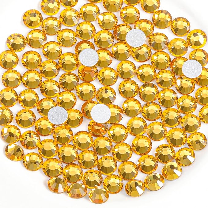Beadsland Flat Back Crystal Rhinestones Round Gems for Nail Art and Craft Glue Fix, Topaz, 3.0-3.2mm, SS12/1440pcs