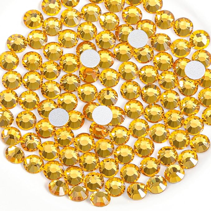 Beadsland Flat Back Crystal Rhinestones Round Gems for Nail Art and Craft Glue Fix, Topaz, 2.7-2.9mm, SS10/1440pcs