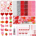 Junk Case Charms Kit, Pink Red Pearls Resin Rhinestones Bedazzling Kit, Cute Candy Bear Cartoon Phone Cases Charms, Junk Case with Big Charm for Crafts Nail Art DIY Accessories