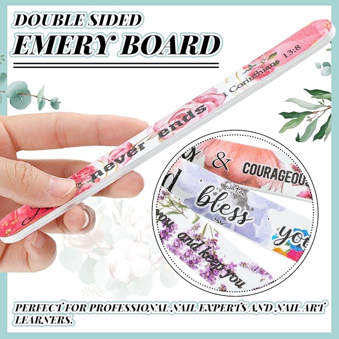 50 Pack Christian Gifts for Women Scripture Mini Nail Files Christian Party Favors Bible Verse Emery Boards Religious Faith Small Gifts for Teacher Mother Employee Staff Coworkers Office
