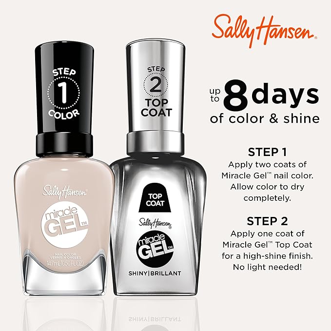Sally Hansen Miracle Gel Salon Quality Nail Polish | Gel-Like Formula, Two-Step System, No UV Light Needed, Long Lasting | Opaque, Glossy | 192 Stay Toasty | Nude Beige Nail Polish