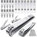 20-Pack Stainless Steel Fingernail & Toenail Nail Clippers Bulk Set - 12 Small + 8 Medium Size with Storage Pouch, Manicure Kit for Men/Women Travel, Gifts, Homeless Care Supplies