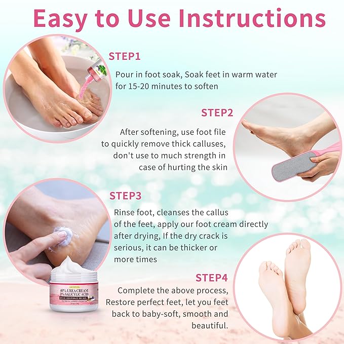 LUCOTIYA Pedicure Kit Foot Spa Soak Set Callus/Cuticle Remover File, Dead Skin Urea Cream for Feet Aloe Lavender Pedicure Supplies for Dry Cracked Feet for Women Men ﻿