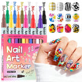 Kalolary 12 Color 3D Nail Art Pens Set, 0.5MM Fine Tip Nail Polish Pens Acrylic Paint Pen Nail Art Markers Quick-Drying Nail Art Tools for Dotting Drawing Painting DIY Nail Art Beauty Manicure(C)