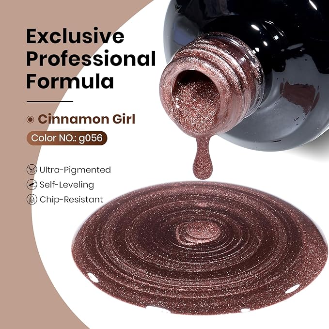 Beetles Brown Cat Eye Gel Nail Polish - Cinnamon Girl Cat Eye Gel Polish, 15ML Glitter Brown Magnetic Fall Gel Polish Jelly Sheer Translucent Effect Soak Off UV French Nail Art Manicure Gift for Women