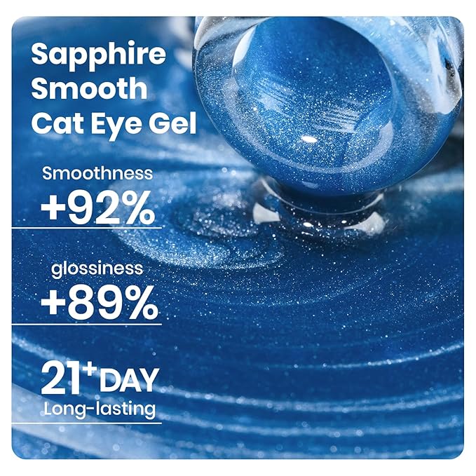 MIZHSE Moonlight Cat Eye Gel Nail Polish, 12mL Blue Glitter Cateye Gel Nail Polish Ceramic Glitter Magnetic Soak Off U V LED Nail Gel Polish for Home Manicure Nail Art
