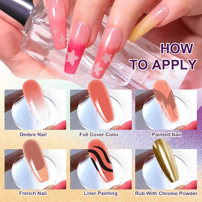 Gradient Gel Nail Set, 9 Nude Pink Color for Ombre White＆Black Nail Polish Platte Kit with 14* Nail Art Tools, Pigmented Pat Painting Gel French Manicure No-wipe DIY Art Home Salon