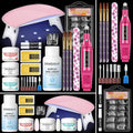 Acrylic Nail Kit for Beginners ,Clear/White/Pink Acrylic Powder Set Nail Drill U v light Nail Kit for Beginner 100PC Fake Tips Brush Manicure Tools for Extensions Starter Set DIY Home Salon