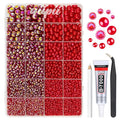 2 Styles Red Flatback Pearls for Bedazzling Crafting 3mm-10mm Half Round Pearls Siam Red Beads Gems Bedazzler Kit Charms for Nails Face Eyes Makeup Tumblers Bottles DIY Crafts Shoes Beauty Deco