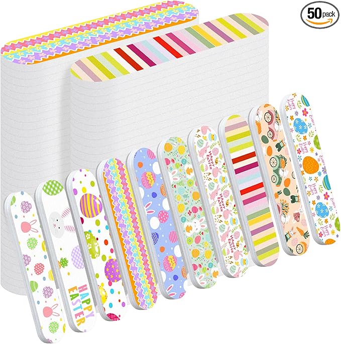50 Pcs Easter Nail File Gifts for Women Easter Basket Stuffers Mini Emery Board Nail Files Goodie Bag Stuffers for Employee Teacher Staff Coworker Women