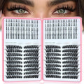 Lash Clusters with Spikes, 100D+100D Left Right Eyelash Clusters Extensions Individual D Curl Fluffy Wispy False Eyelashes DlY Manga Lashes Extension (12-22mm, Left Right Lash Clusters)