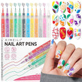 AIMEILI 12 Colors Nail Art Pens Set, Fine Tip Acrylic Paint Pens for Salon & Home DIY Nail Design, Dotting Drawing Liner Brush for Manicure, Nail Polish Art Decoration Kit 1