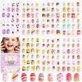 168Pcs 7 Pack SAVILAND Press on Nails for Kids: Funky-bright Fake Nails for Kids 8-12 Pre-Glue Full Cover Sparkly Color Fruit Animal Stick on Nails for Girls Gifts with Nail Adhesive Tabs (Glamkids)