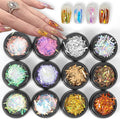 DANNEASY 12 Boxes Holographic Foil Paper, Laser Metallic Nail Foils Broken Glass Cellophane Nail Art Foil Sheets Aurora Nail Art Stickers Decals for Nails Supplies DIY Salon