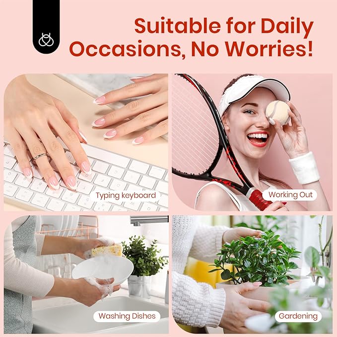 Beetles X Press Gel Nail Kit: Short Square French Tip Press On Nails Kit With 224Pcs Nail Tips Nail Glue & Builder Top Coat Mini UV Light, All-in-One DIY Designs Gift For Women At Home