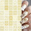 30 Sheets Gold Art Stickers Decals 3D Self-Adhesive Lace Decals Retro Flower Designs Nail Supplies Summer Nail Decoration DIY Nails Accessories for Women