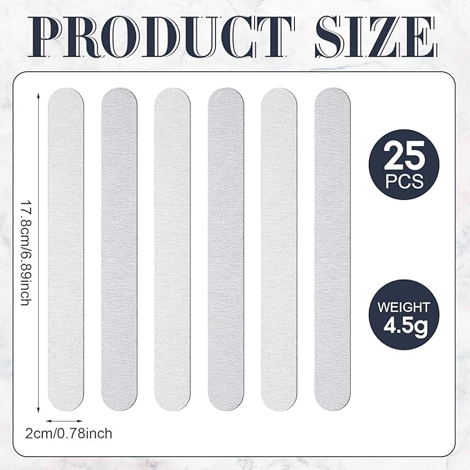 25 Pack Natural Wooden Nail Files | Dual Grit 180/240 (Coarse/Fine) for Salon, Home & Travel |Disposable Nail Files Nail Care Essentials