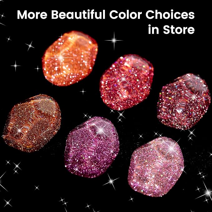 YTD Likomey Colorful Reflective Glitter Gel Nail Polish,15ml Red Flash Diamond Shimmer Nails Gel,Sparkly Shiny Salon Home Fall Winter Manicure UV Varnish,SZ395