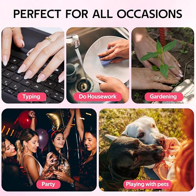 Press on Nails - Findigit Press on Nail Short, Natural Reusable Stick On Nails,Supremely Fit Soft Gel Fake Nail in 16 Sizes - 32 PCS Glue On Nail Kit, Amber