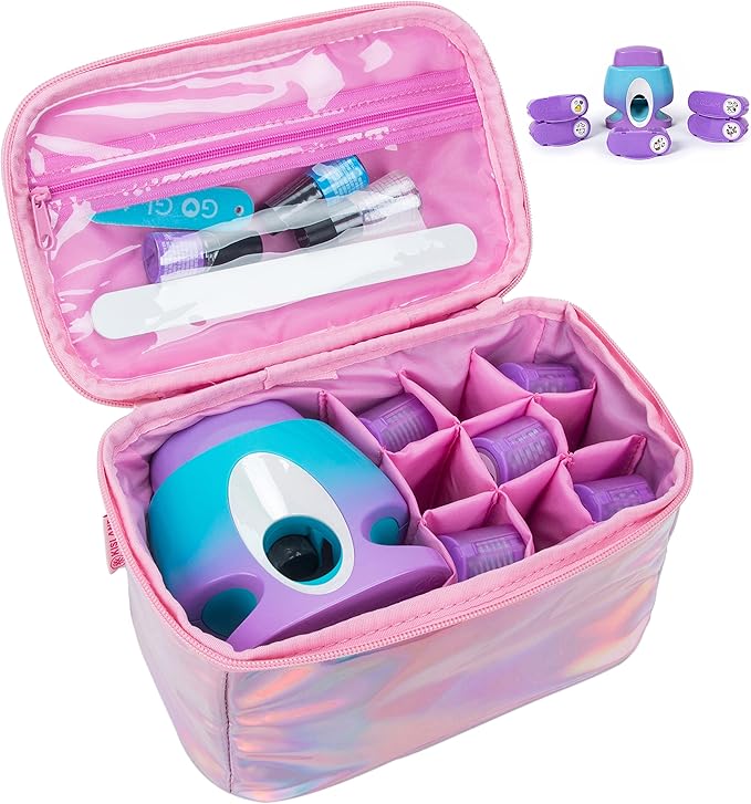 KISLANE Carrying Case Compatible with Cool Maker Nail Stamper, Waterproof Storage Case for GO GLAM Nail Stamper Refills, Kids Nail Stamper Accessories Organizer (Glossy Pink)