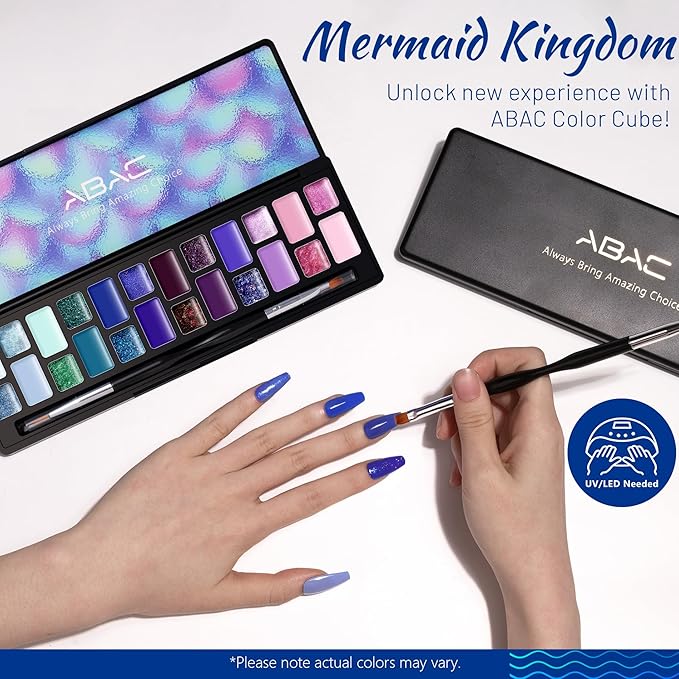 ABAC Solid Gel Nail Polish,Ombre Gel Nail Polish,Pat Paint Nail Gel-24 Colors Blue Pink Purple Shimmer Hema Free Gel Polish w/Pro Brush Soak Off LED Gift for Women