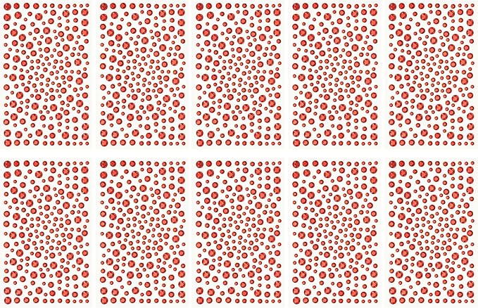 PATIKIL 2090 Pcs Acrylic Gem Sticker, 4 Size 3/4/5/6mm Self Adhesive Rhinestones Face Gem Stones Bling Jewelry for Nail Art Craft Clothes DIY Makeup Decoration Party, Red