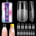 Medium Square Gel Nail Tips:240Pcs Half Matte Soft Clear False Nails Acrylic Square Full Cover Fake Nail Tips for Nail Extension Women Manicure DIY 12 Sizes