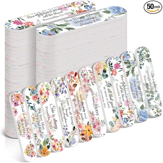 50 Pack Mother's Day Mini Nail Files Gifts Bulk Holiday Mini Emery Boards Double-Sided Mothers Party Nail Files Favors Bulk Stocking Stuffer for Employee Appreciation Teacher Staff Coworkers