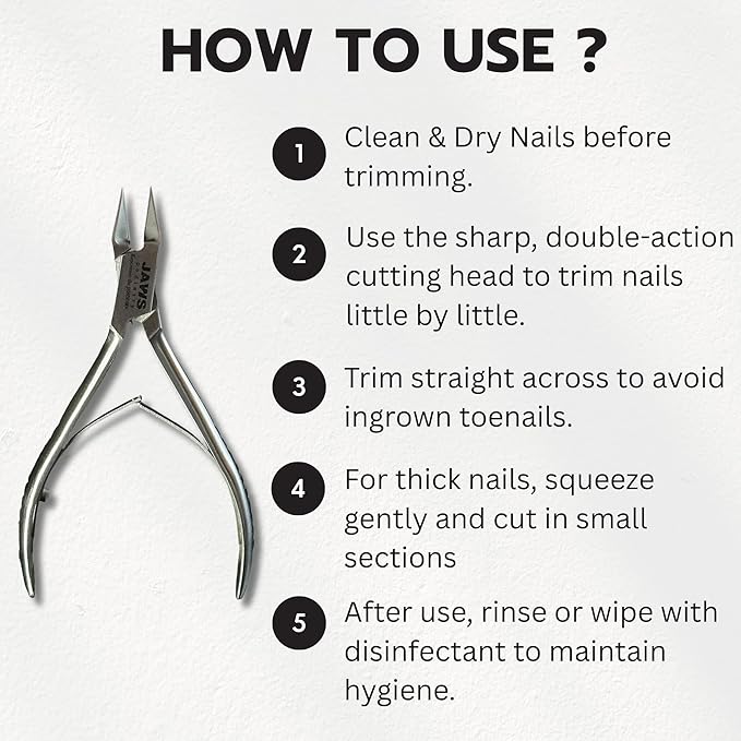 Small Surgical-Grade Toe Nail Clippers - Jaws Podiatry Stainless Steel Double Action Toenail Clippers for Thick Toenails - Ingrown Cuticle Nippers - Manicure Tools - Pedicure Tools