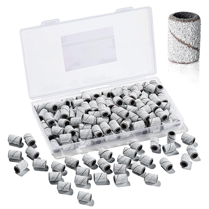 Makartt Sanding Bands for Nail Drill - 100 Pcs Nail File Sanding Bands for Drill Bits #80 Medium Grits for Acrylic Nails Gel Removing and Shaping, Upgrade Thicker Durable Sanding Drill Bit, White