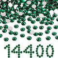 Beadsland Flatback Rhinestones Bulk,14400pcs Green Rhinestones for Nails Crafts Clothes DIY Decoration, Emerald, SS8,2.3-2.5mm