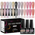MTSSII Reflective Glitter Gel Polish Gold Silver Pink Glitter Sparkly Shiny Disco DJ LED Gel Nail Polish Nail Varnish 12PCS 7ml