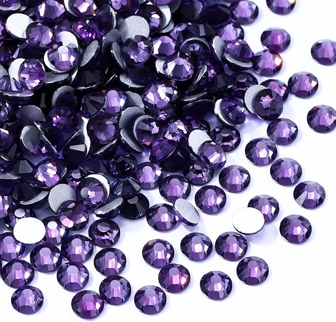 Tanzanite Flatback Rhinestones, Glass Rhinestones for Nail Art and Craft, Glue Fix, Loose Crystal Gemstones(Tanzanite, SS12, 1440pcs, 2.9-3.0mm)