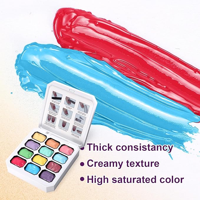 Gradient Painting Gel, 12 Bright Colors Ombre Gel Nail Polish for Pigment Pat Aura Nails, French Manicure DIY Nail Art Long-lasting No-wipe Cream Color Palette Lullaby Palette