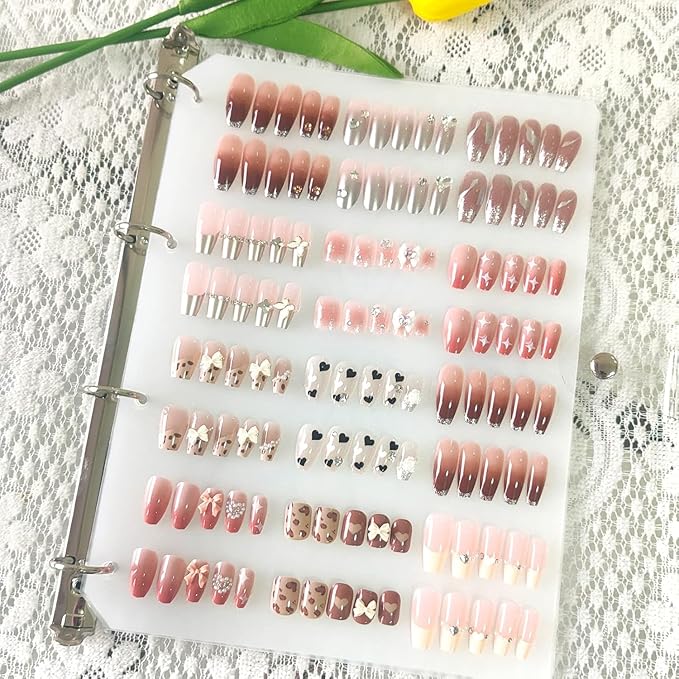 Large Press On Nails Organizer - A4 Storage Book Insert Pages for Fake Nail Salon Supplies
