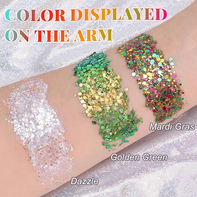 Golden Green Face and Body Glitter Stick for Sparkling Makeup, Hair Glitter Accessories for Women, Highlighting Stick for Fairy Dust, Cheerful Face Glitter for Festive Parties and Carnivals