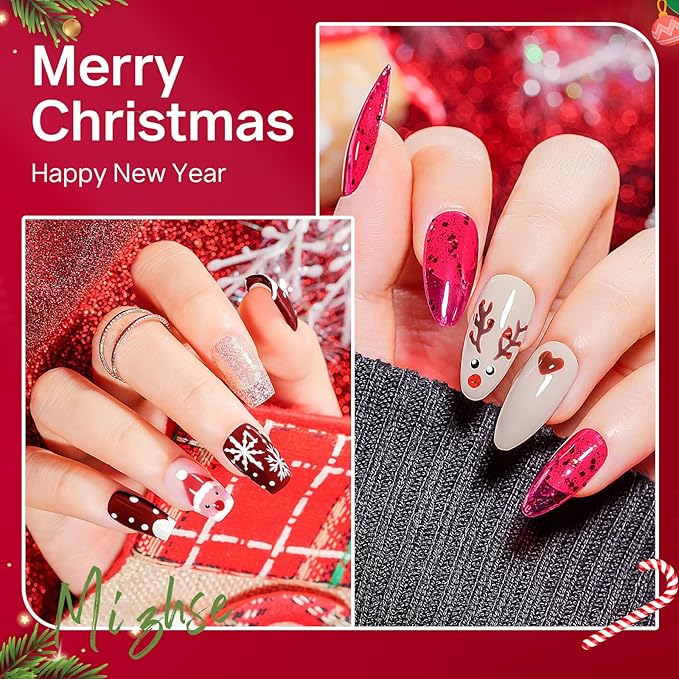 MIZHSE Quick Dry Nail Polish Set, 24 Colors Fall Winter Regular Nail Polish Non Gel, Air Dry Fast Trendy Glitter Bulk Gray Brown Nail Lacquer Oil-based Fingernail Toe Home DIY Gift for Women