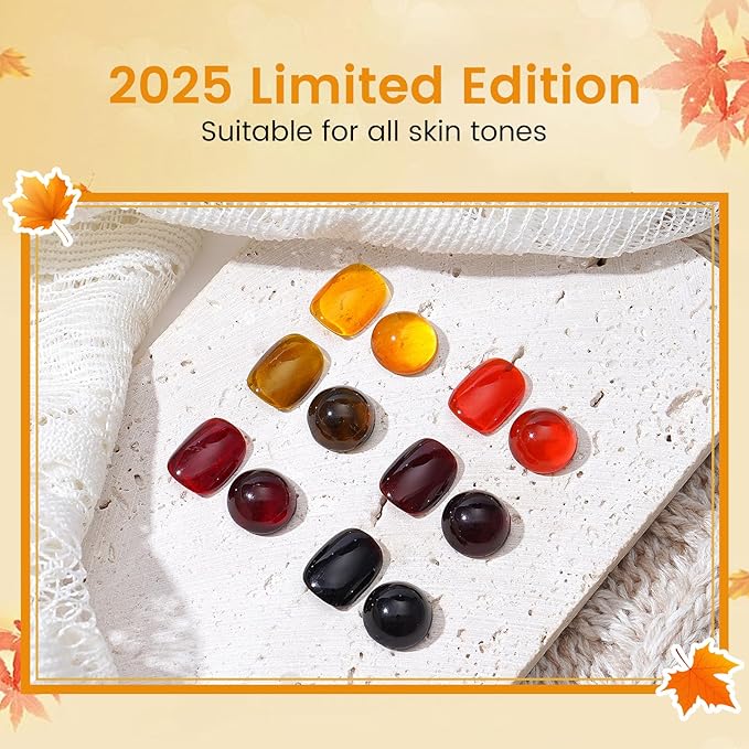 6PCS 18ml Fall Gel Nail Polish Set- Hema Free Amber Chic Jelly Soak off Gel Polish Set with Swatch Board - Yellow Red Brown Translucent Gel Colors Nail Art Manicure Salon DIY at Home for Women Girl