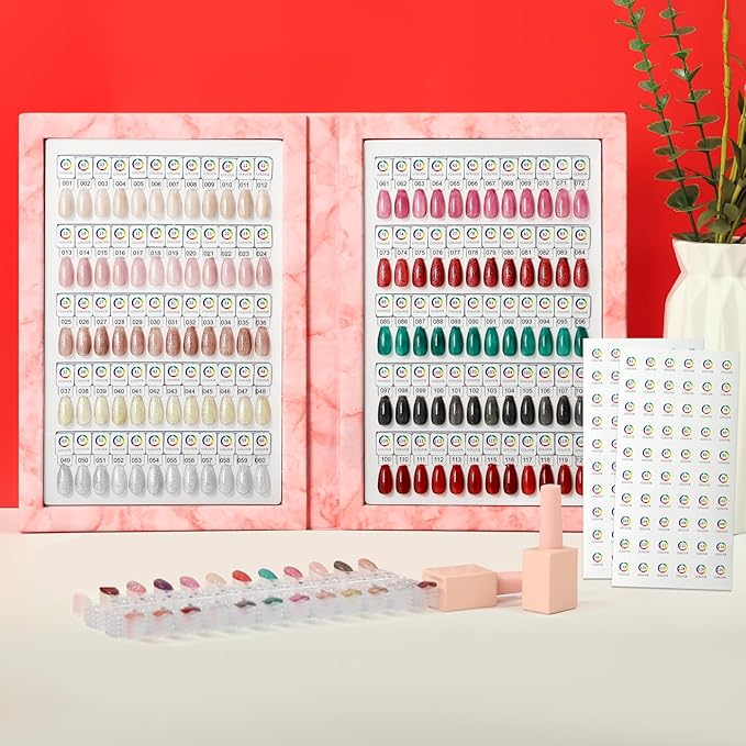 Magnetic Nail Swatch Book,120 Nail Color Display Book with 120 Magnetic Tips,Professional Nail Salon Color Display Book for Easy Preview & Storage